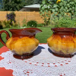 Blue Mountain Pottery Harvest Gold cream and sugar set